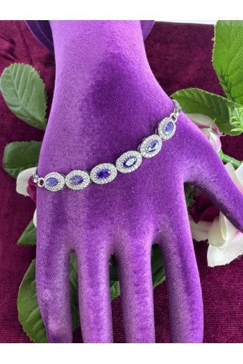 ametist zirkon taşlı 925 ayar gümüş bileklik