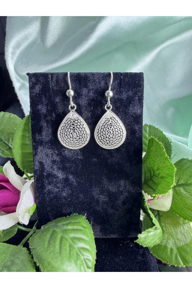 Drop 925 K Filigree Silver Earrings