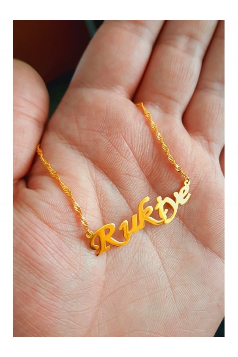 925 K Silver 22 K Gold Plated Name Necklace