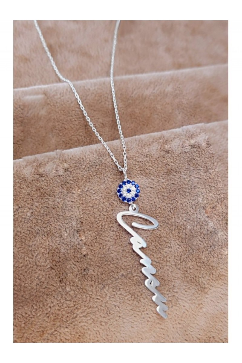 925 K Silver Evil Eyelu Name Necklace Zircon Stone-set Kg20230471