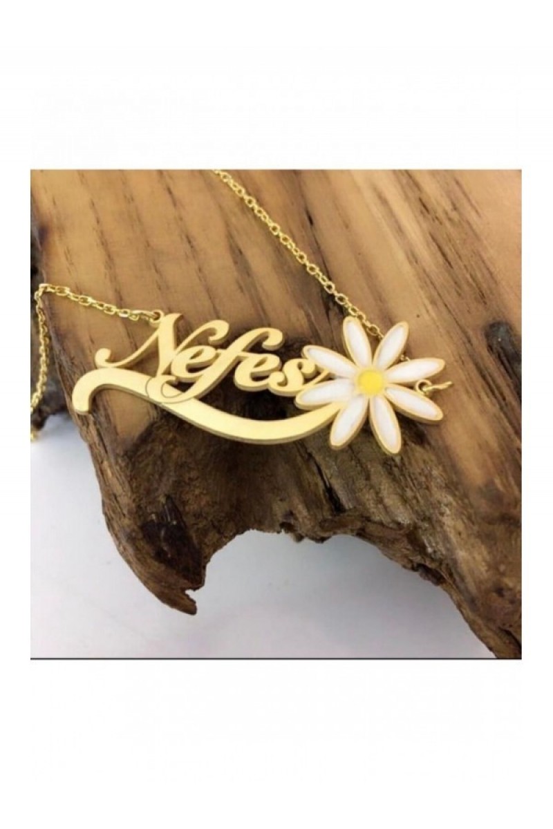 925 K Silver on 24 K Gold Plated ISİMLİ Daisy Necklace