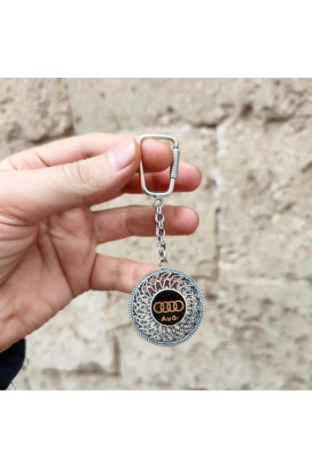 Audi Amblemli Gümüş Anahtarlık