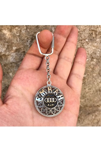 Audi Amblemli Gümüş Anahtarlık