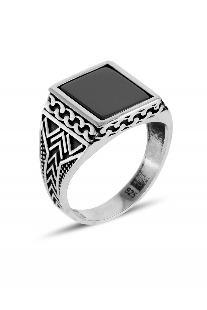 Babil Design Onyx 925 K Men's Silver Ring