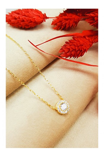 GÜMÜŞ ZİRKON TAŞLI TEK TAŞ KOLYE