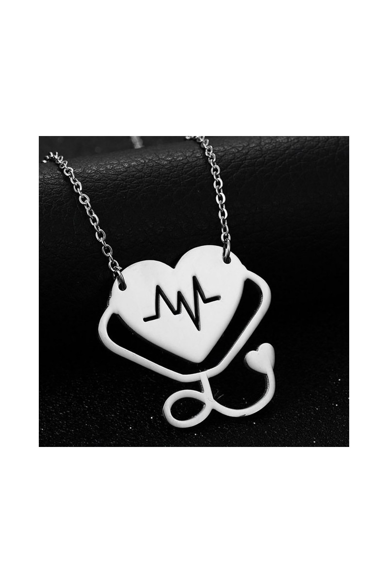 Heart Stetaskop 925 K Silver Necklace