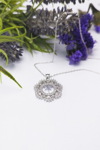 Kelebek Model Zirkon Gümüş Kolye