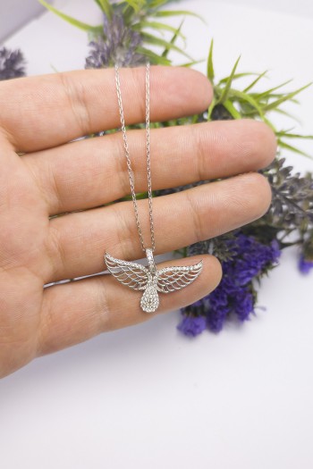 Melek Kanatlı Model Zirkon Gümüş Kolye