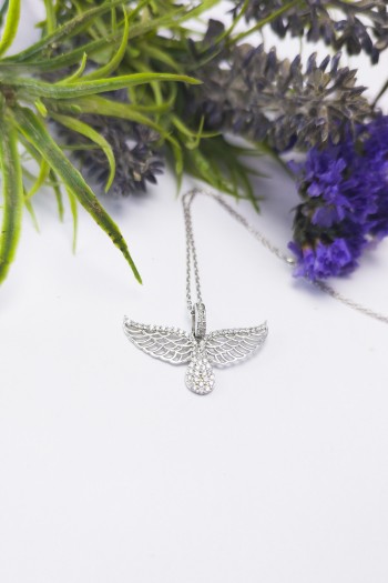 Melek Kanatlı Model Zirkon Gümüş Kolye
