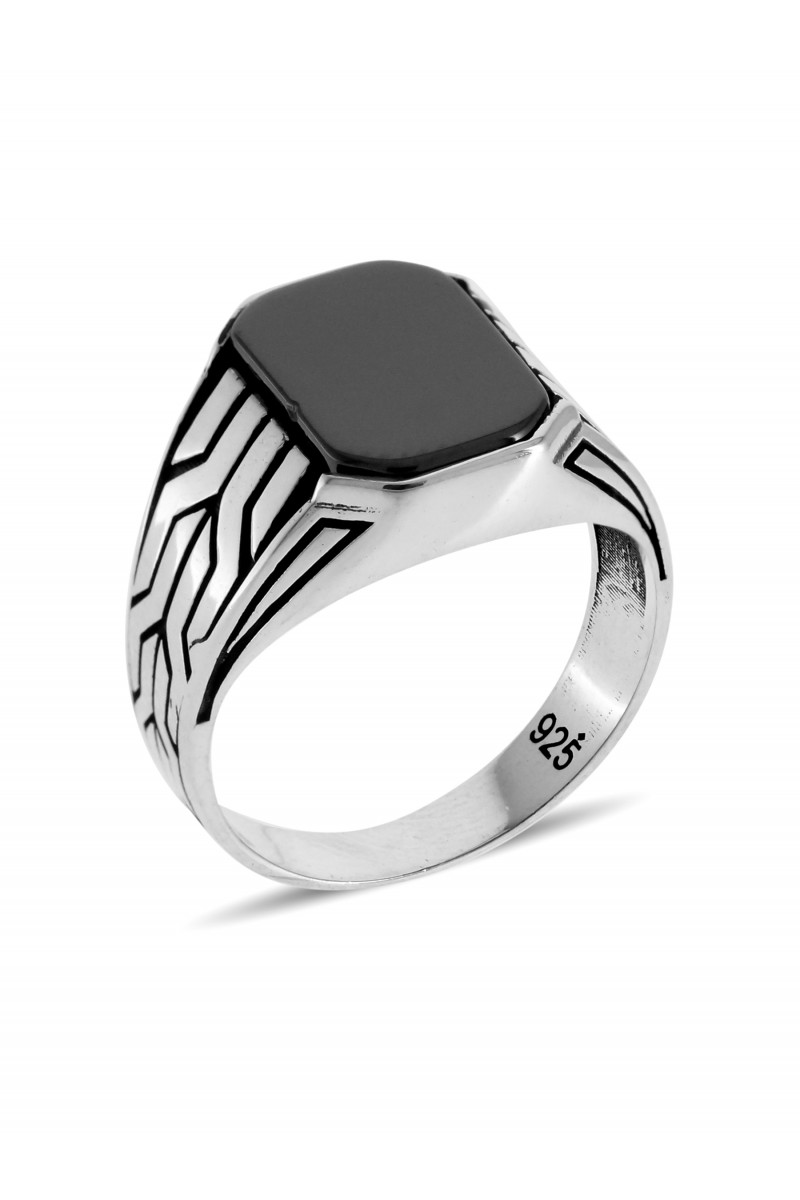 Mısır Design Onyx Stone-set 925 K Men's Silver Ring