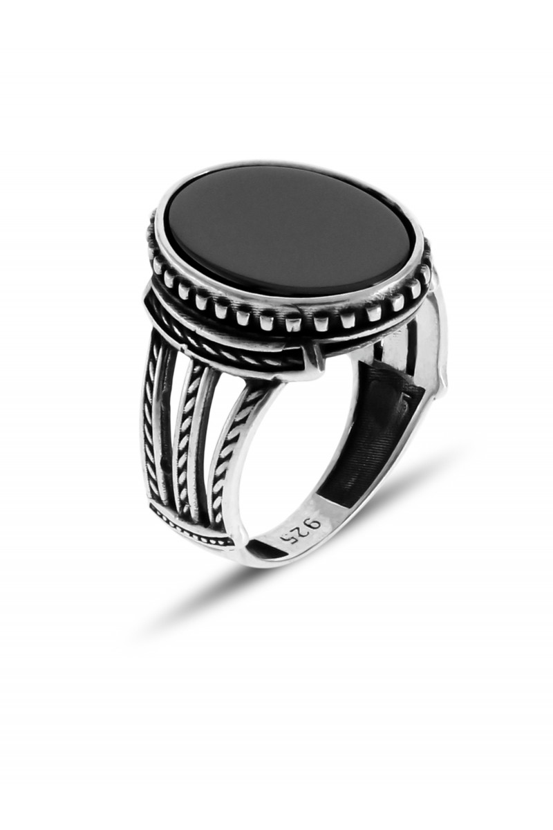 Onyx Stone-set 925 K Men's Silver Ring