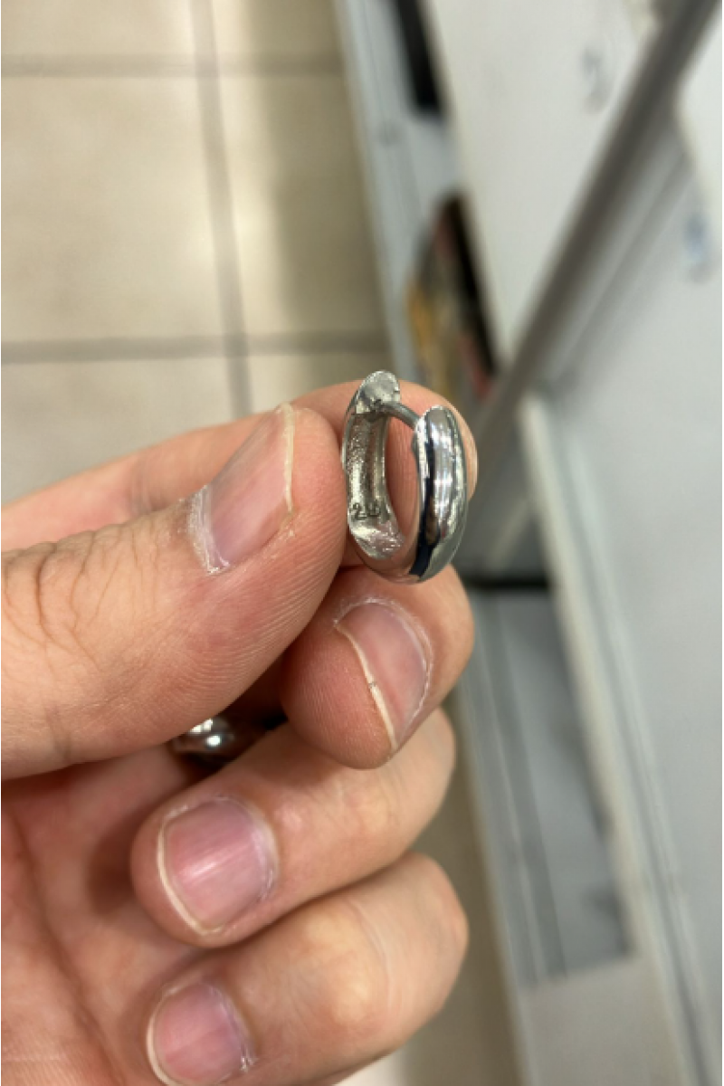 Plain 925 K Men's Silver Earrings