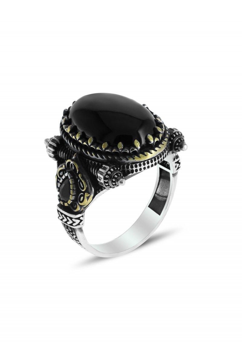 Saltanat Onyx Stone-set Men's Silver Ring