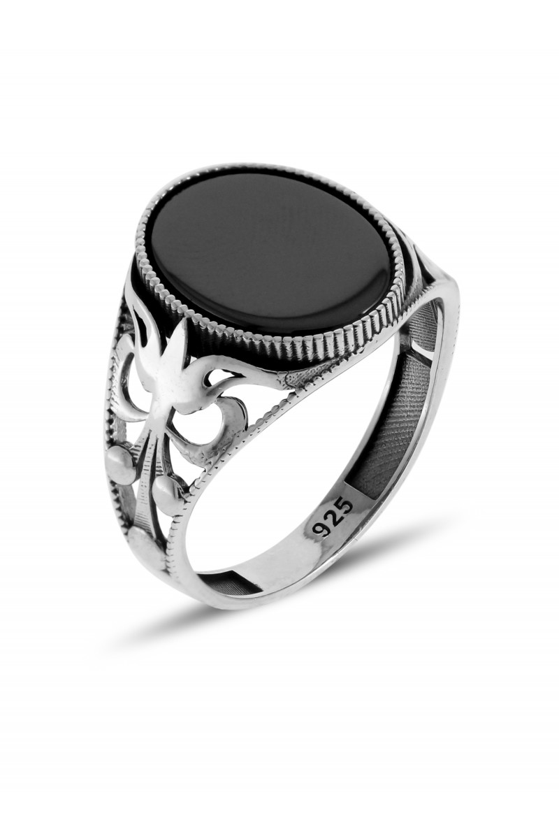 Ivy Design Onyx Stone-set 925 K Men's Silver Ring