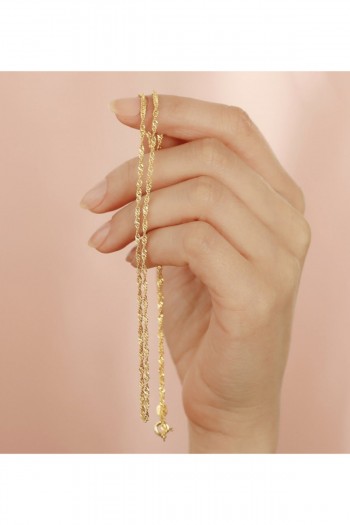 Singapur 24k Altın Kaplama Gümüş Zincir