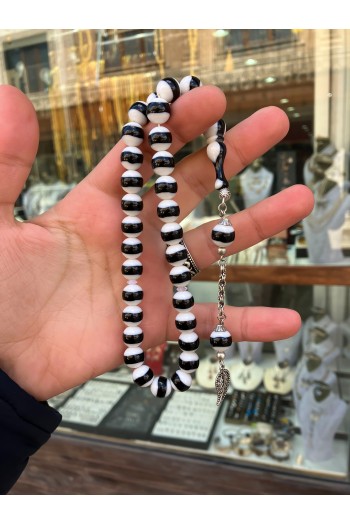 SİYAH BEYAZ TARAFTAR TOZ KEHRİBAR TESBİH