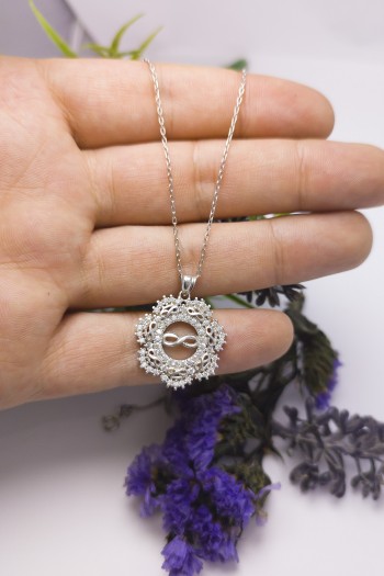 Sonsuzluk Model Zirkon Gümüş Kolye