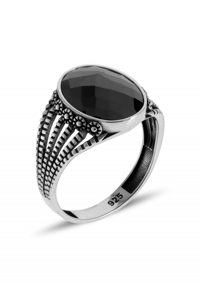 Taç Design Zircon Stone-set 925 K Men's Silver Ring