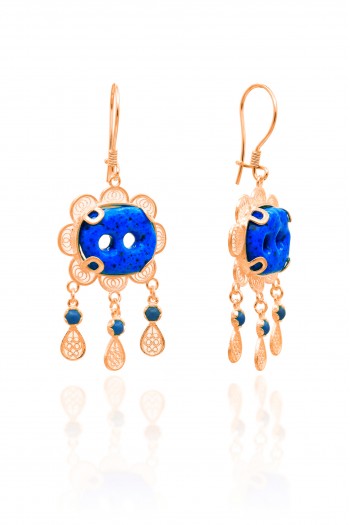 Telkari İşlemeli Midyat Süryani Nazar Boncuğu Bayan Küpe 