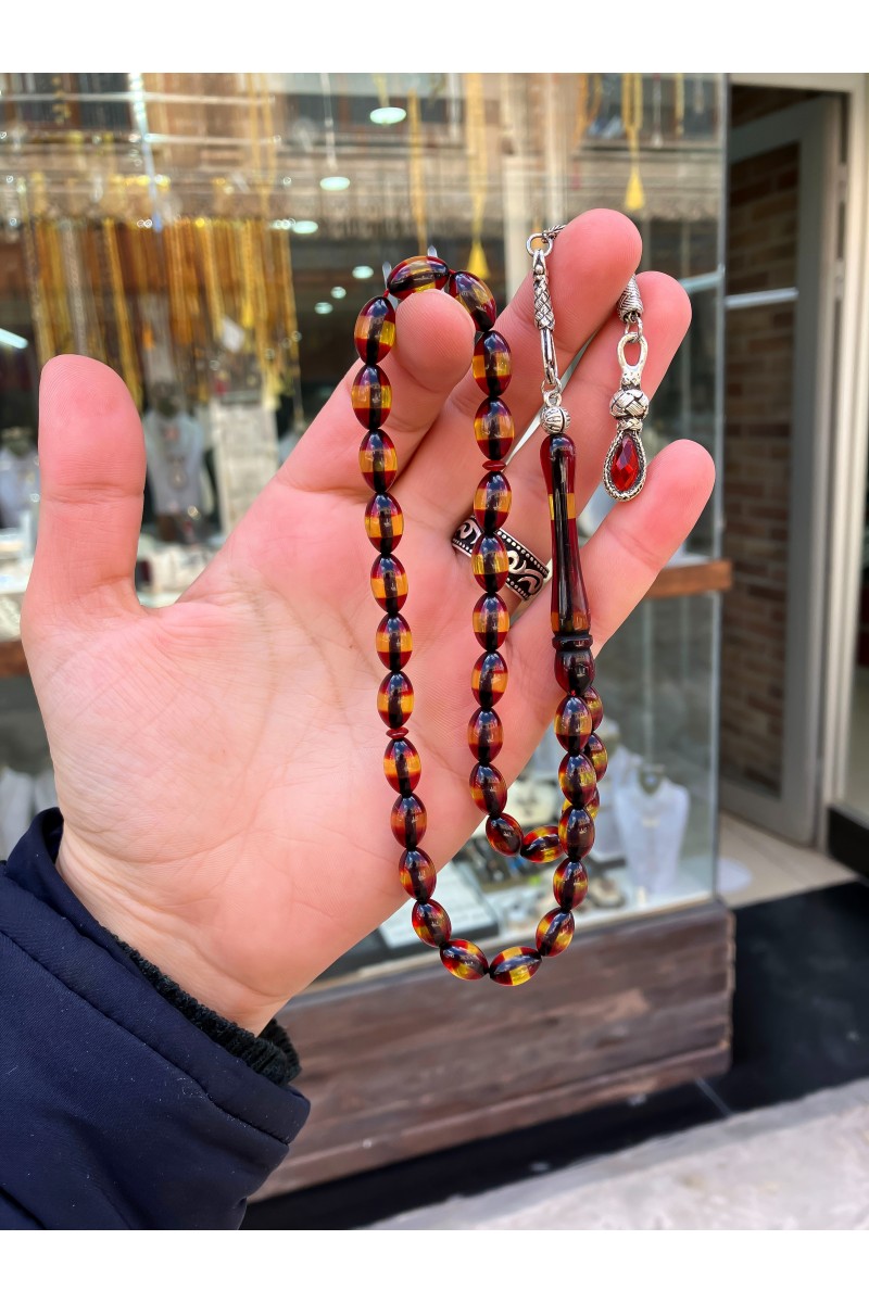 Orange SÜRMELİ TOZ Amber Prayer Beads