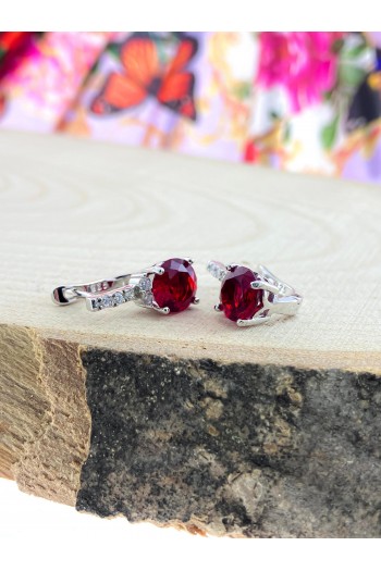 yakut  Taşlı elipsModel Zirkon Gümüş Küpe yakut  Taşlı elipsModel Zirkon Gümüş Küpe