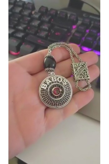 Yakut ve Kehribarlı Ayyıldız Gümüş Anahtarlık