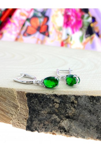 yeşil zümrüt Taşlı sallantılı Model Zirkon Gümüş Küpe yeşil zümrüt Taşlı sallantılı Model Zirkon Gümüş Küpe