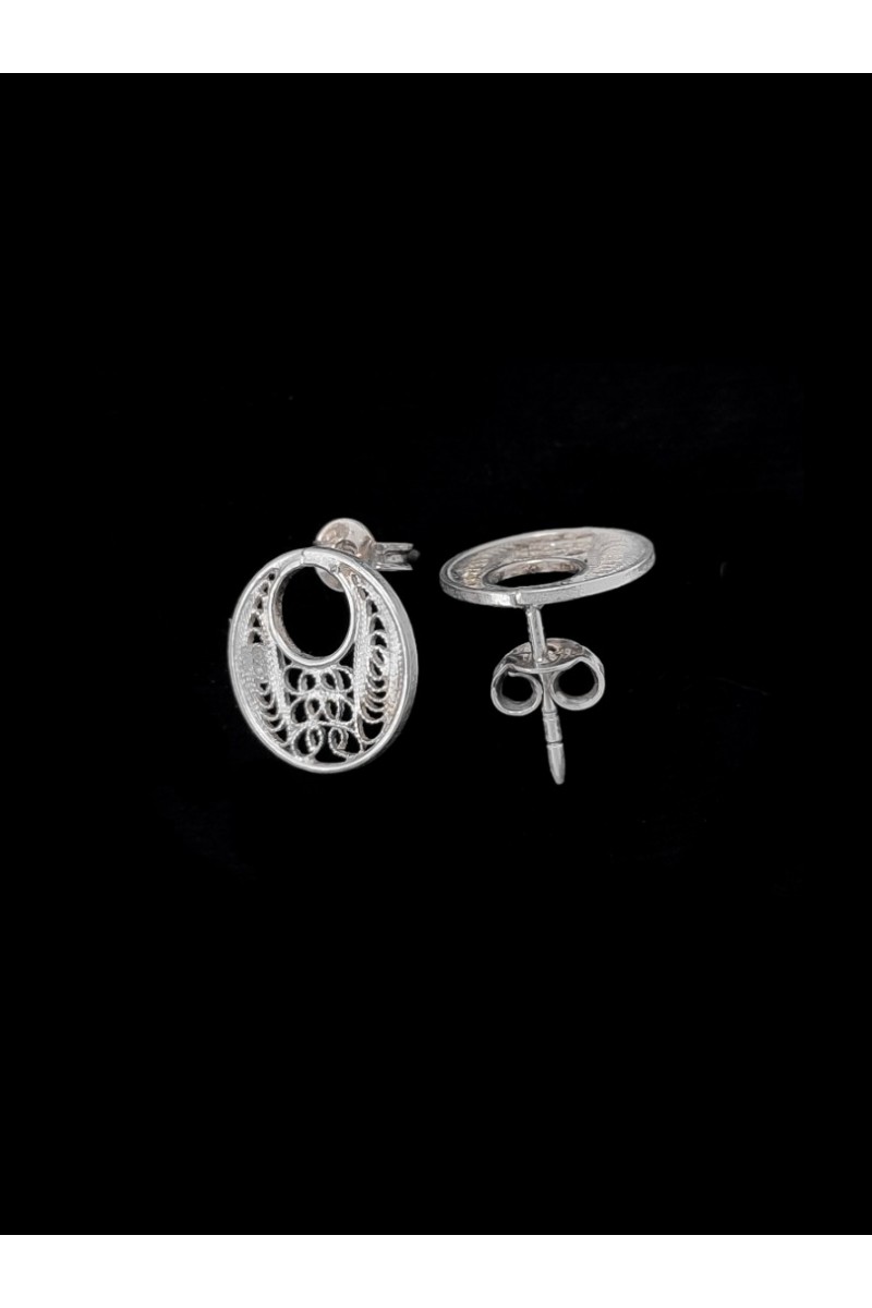 Round 925 K Filigree Silver Earrings