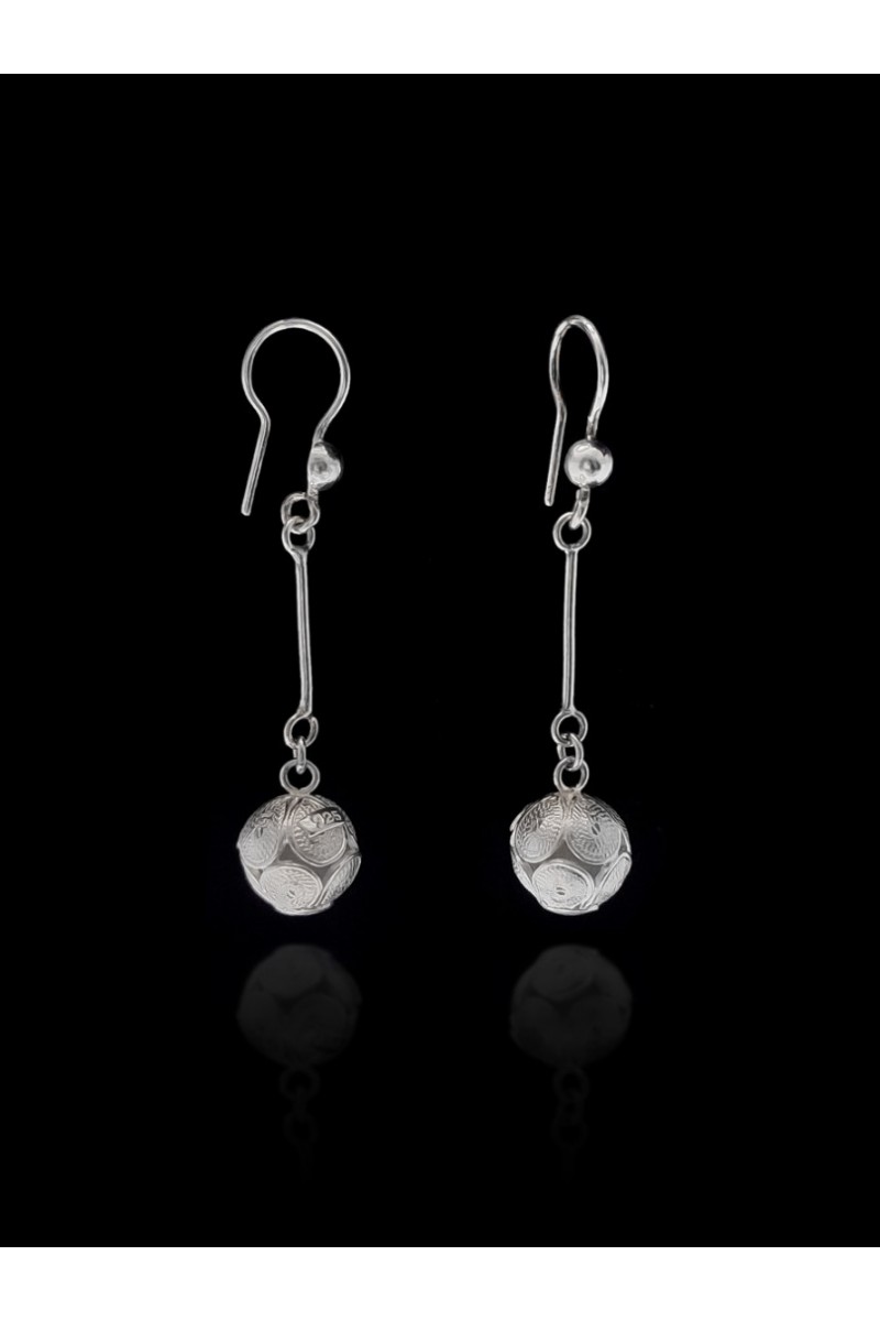 Round Top 925 K Filigree Silver Earrings