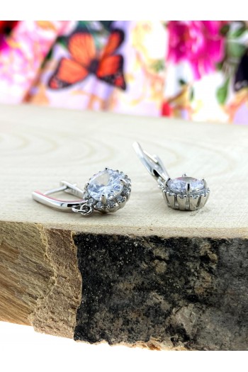 zümrüt Taşlı yuvarlak  Model Zirkon Gümüş Küpe zümrüt Taşlı yuvarlak  Model Zirkon Gümüş Küpe