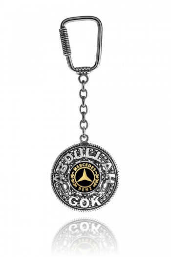 Mercedes Amblemli İsimli Telkari Gümüş Anahtarlık