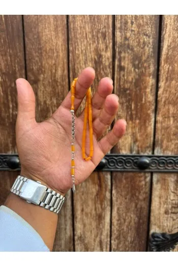 alpaka püsküllü kesme model minik taneli bilek boy sıkma kehribar