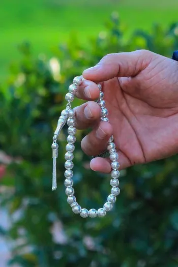 Küre Kesim Benekli Model Telkari Gümüş Tesbih 