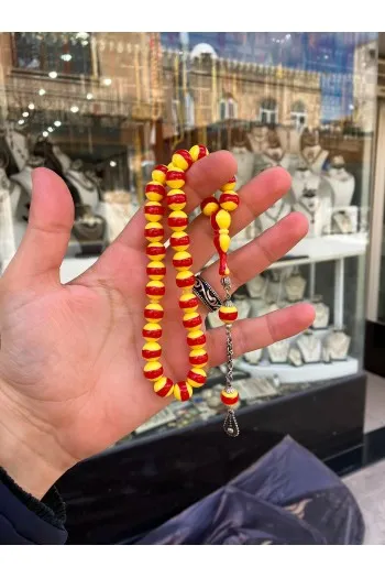 SARI KIRMIZI TARAFTAR TOZ KEHRİBAR TESBİH