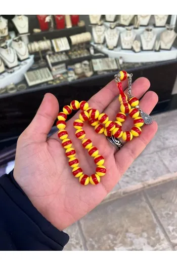 SARI KIRMIZI TARAFTAR TOZ KEHRİBAR TESBİH